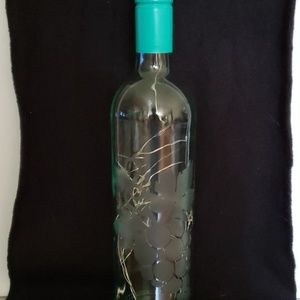 LED Lighted etched wine bottle